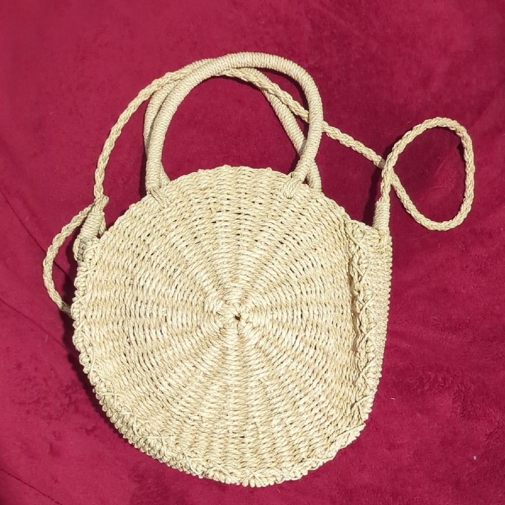 Tan Woven Crossbody Bag